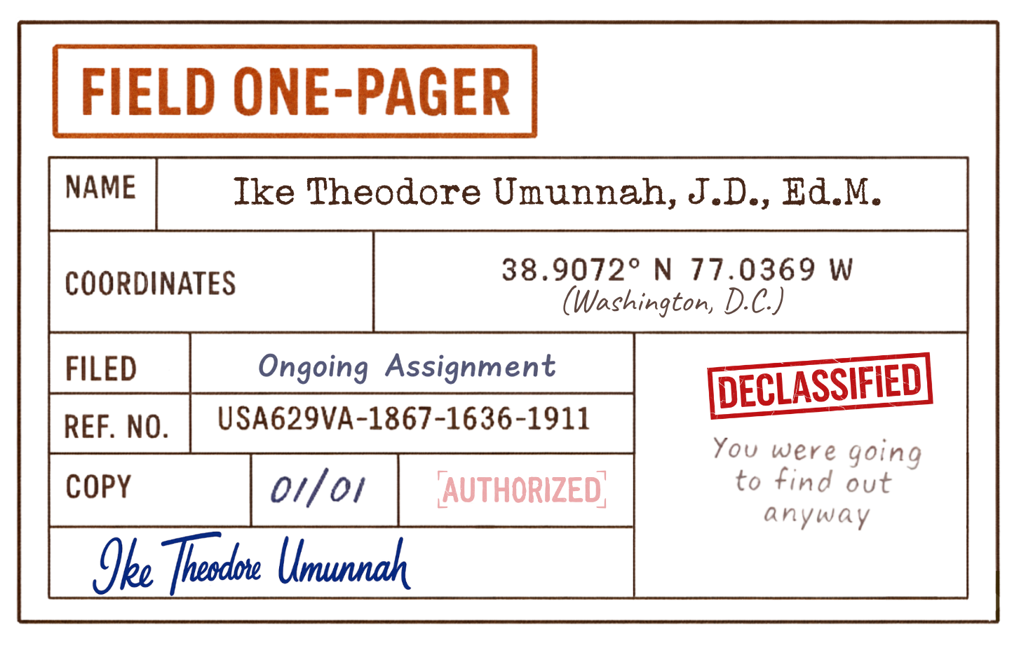 Field dossier for Ike Theodore Umunnah